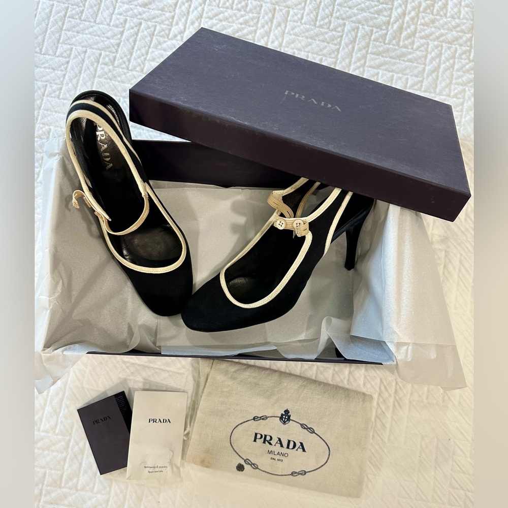 Prada Linen Slingbacks - Size 8